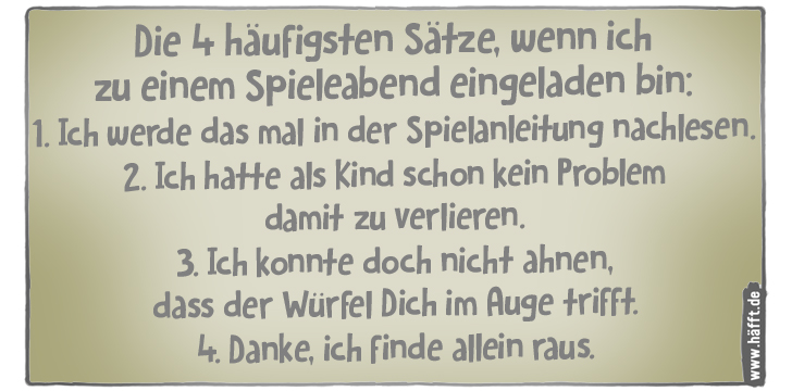 5 Sprüche über Spieleabende · Häfft.de